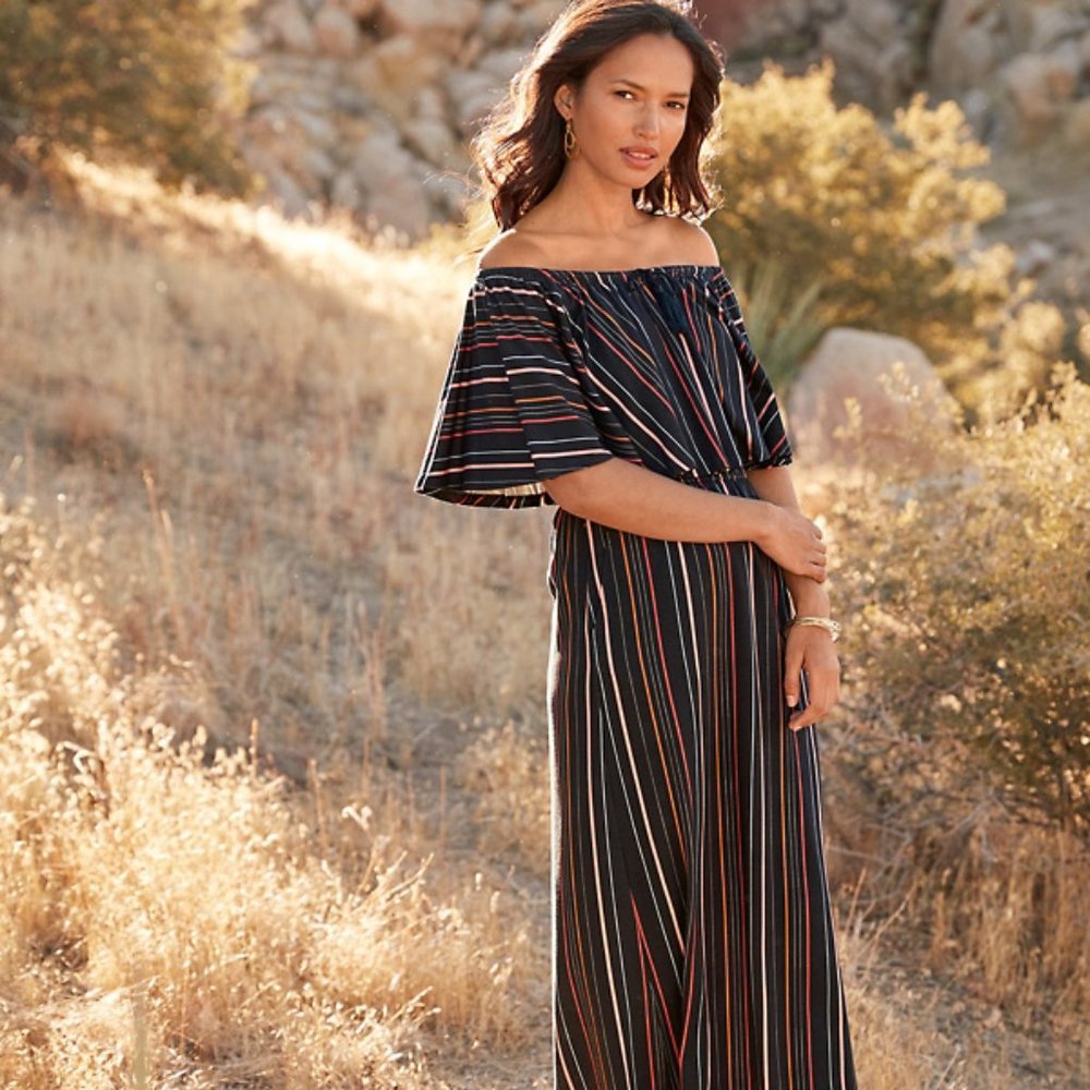 Garnet Hill Ruffled Maxi Dress M